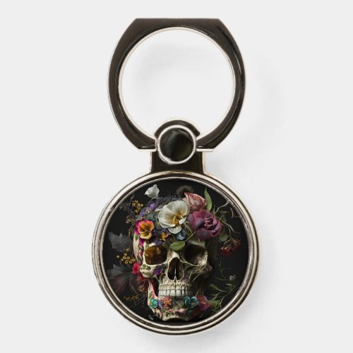 Floral Skull Goth Pagan Phone Ring Stand