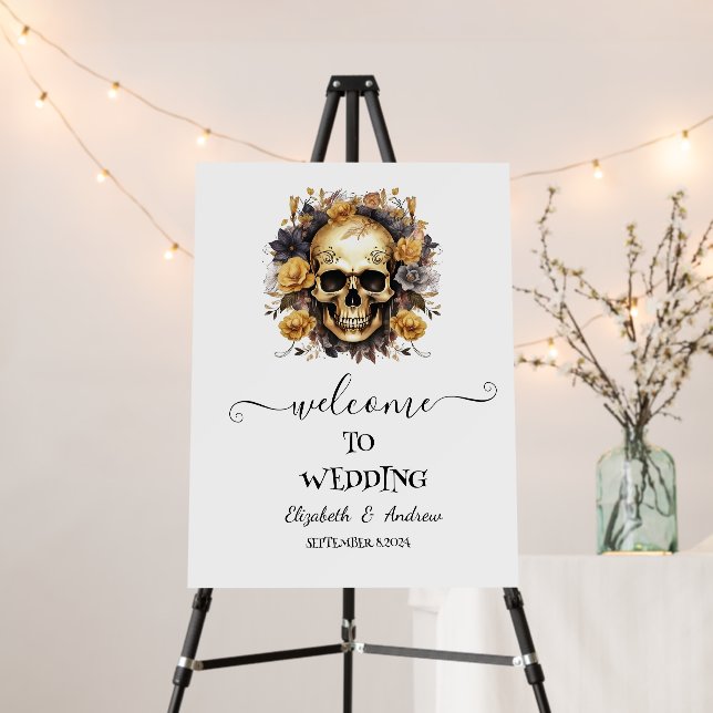 Floral Skull Gothic Wedding Foam Board (In Situ (Stand))