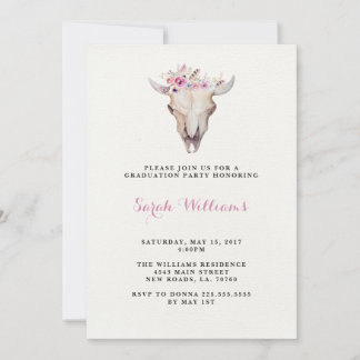 Floral Skull Graduation Invitations