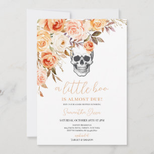 Floral Skull Halloween Baby Shower Invitation