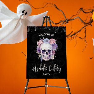  Floral Skull Halloween Birthday welcome sign 