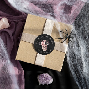 Floral Skull Halloween Bridal Shower Favor Classic Round Sticker