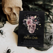 Floral Skull Halloween Bridal Shower Foil Invitation