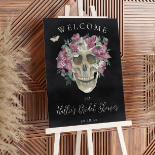 Floral Skull Halloween Bridal Shower Welcome Sign