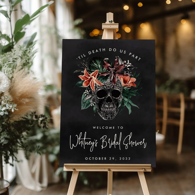 Floral Skull Halloween Bridal Shower Welcome Sign (Creator Uploaded)