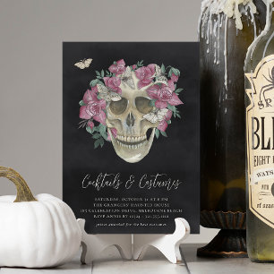 Floral Skull Halloween Costumes & Cocktails Party Invitation