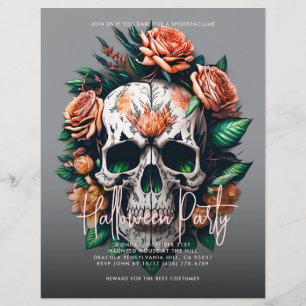 Floral Skull Halloween Party  Flyer