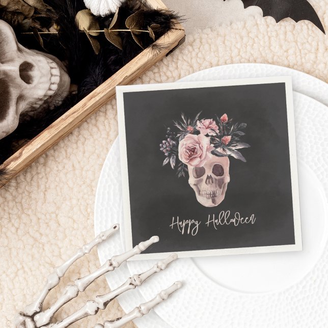 Floral Skull Halloween Party Napkins (Creator Uploaded)