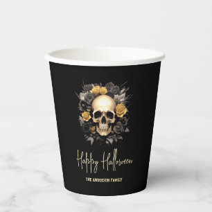 Floral Skull Halloween Party Paper Cups