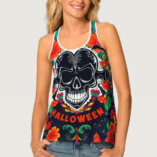 Floral Skull Halloween Vibes Women’s Tank Top
