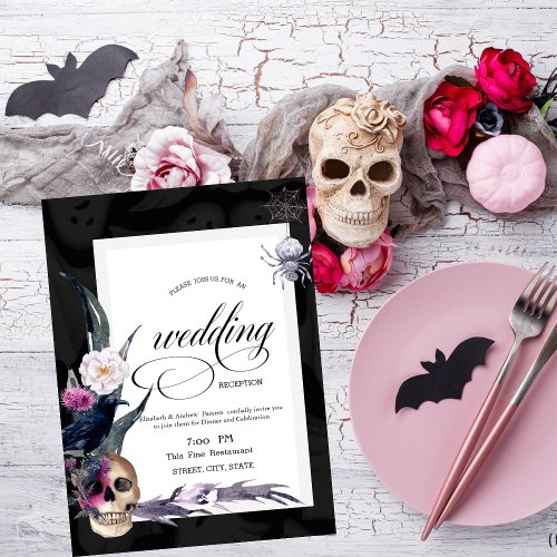 Floral Skull Halloween Wedding Rehearsal Dinner   Invitation