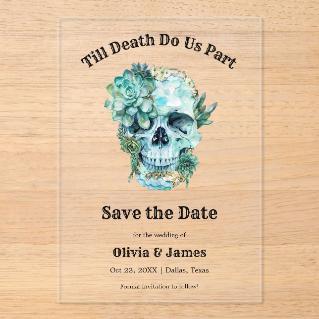 Floral Skull Halloween Wedding Save the Date (Front)