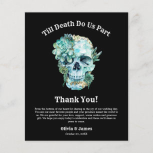 Floral Skull Halloween Wedding Thank You Card 
