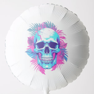 Floral Skull in Vaporwave Style Balloon
