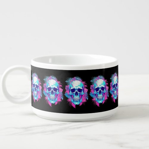 Floral Skull in Vaporwave Style Bowl