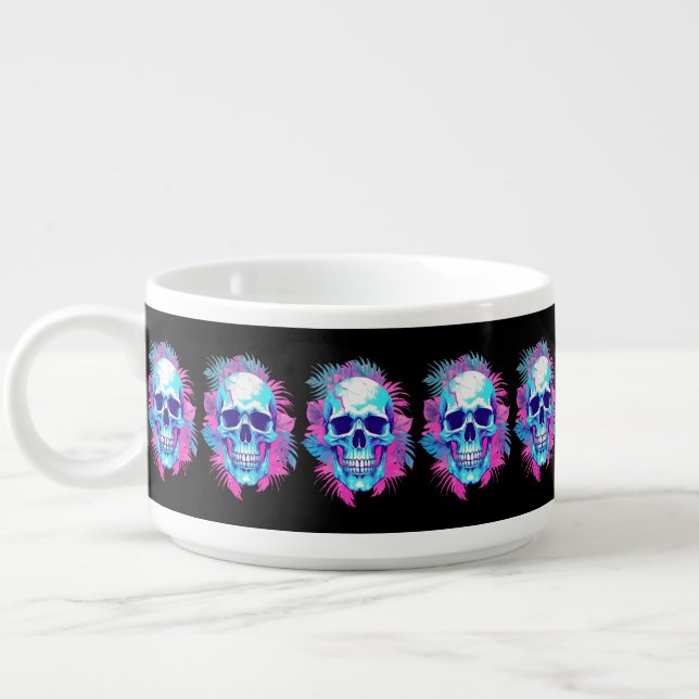 Floral Skull in Vaporwave Style Bowl (Right)