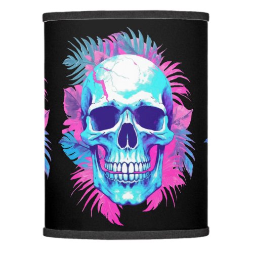 Floral Skull in Vaporwave Style Lamp Shade