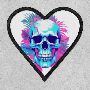 Floral Skull in Vaporwave Style Patch