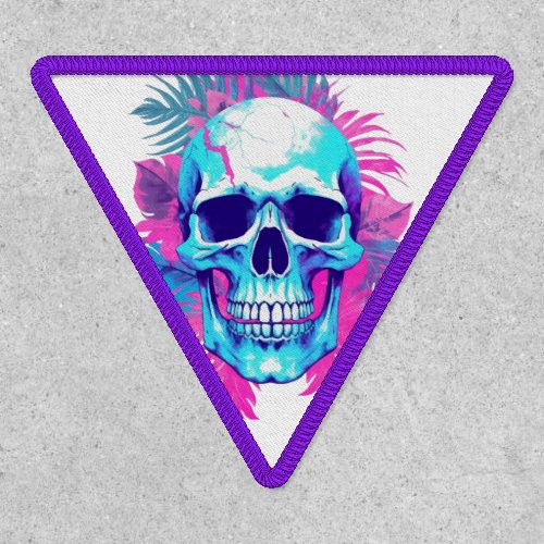 Floral Skull in Vaporwave Style Patch