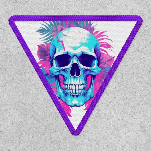 Floral Skull in Vaporwave Style Patch (Front)