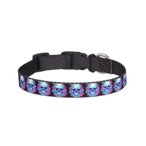 Floral Skull in Vaporwave Style Pet Collar