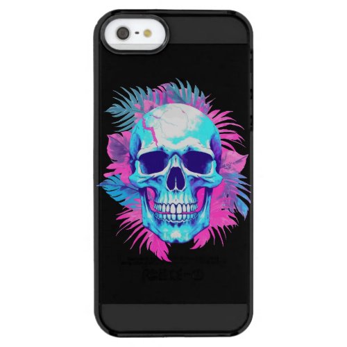 Floral Skull in Vaporwave Style Clear iPhone SE55s Case