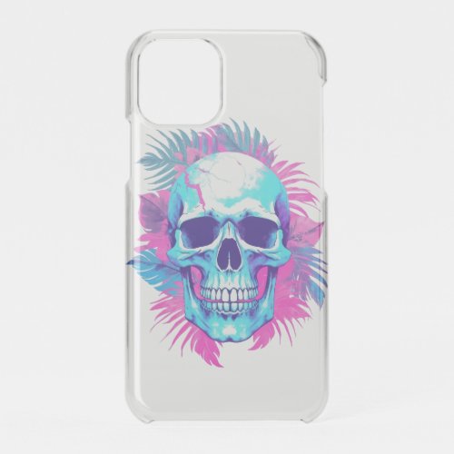 Floral Skull in Vaporwave Style iPhone 11 Pro Case