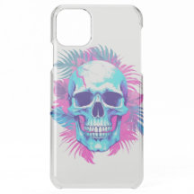 Floral Skull in Vaporwave Style