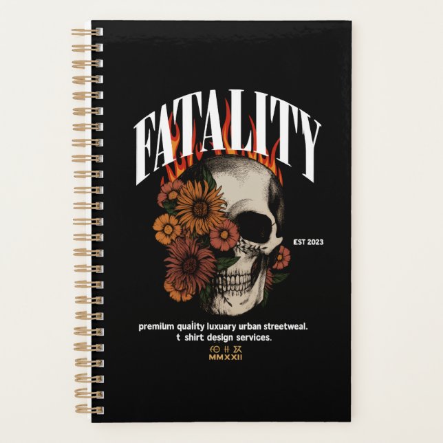 Floral Skull Inferno – Gothic Grunge Flame Planner (Front)