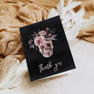 Floral Skull Letterpress Thank You Card