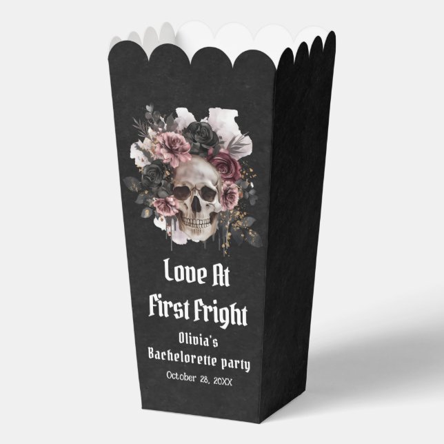 Floral Skull Love At First Fright Bachelorette Favor Boxes (Front)
