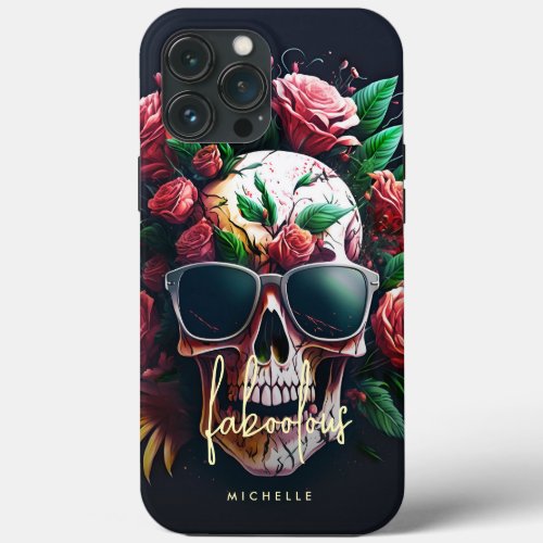 Floral Skull Monogram Faboolous Halloween iPhone 13 Pro Max Case