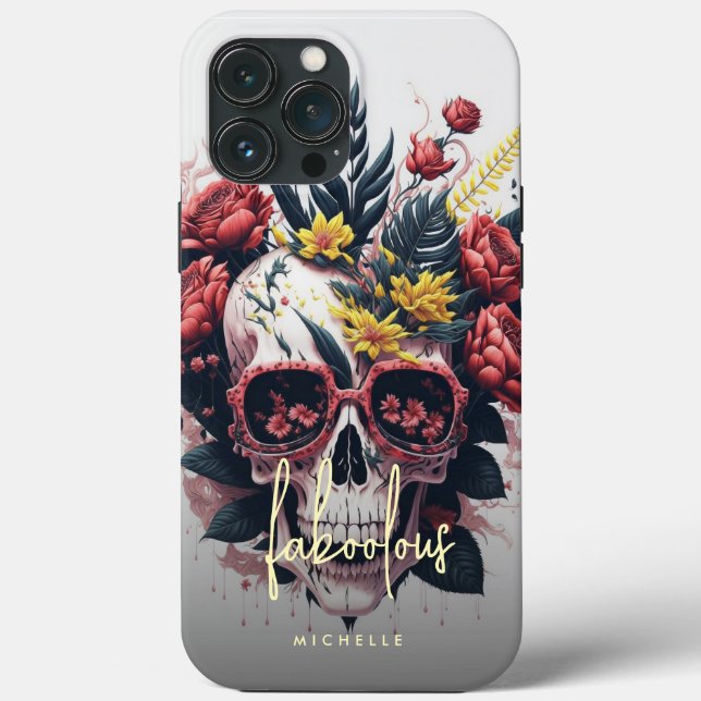 Floral Skull Monogram Faboolous Halloween Case-Mate iPhone Case (Back)
