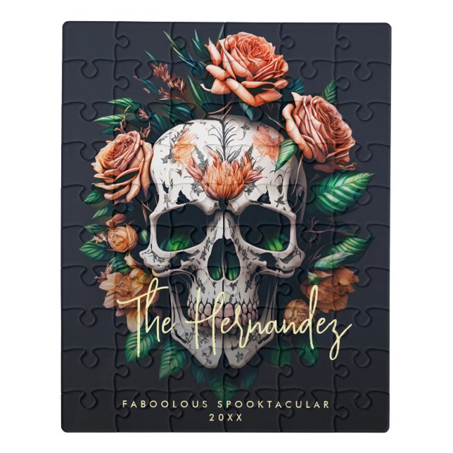Floral Skull Monogram Faboolous Halloween Jigsaw Puzzle (Puzzle Vertical)