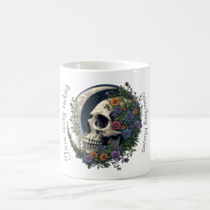Floral Skull & Moon Celestial Gothic Art Coffee Mug