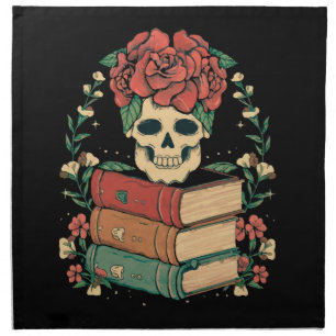 Floral Skull on your Books Cloth Napkin