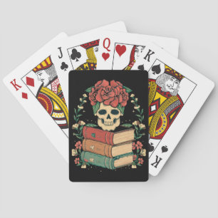 Floral Skull on your Books Poker Cards