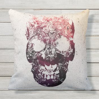 Floral Skull Outdoor Pillow by ikiiki at Zazzle