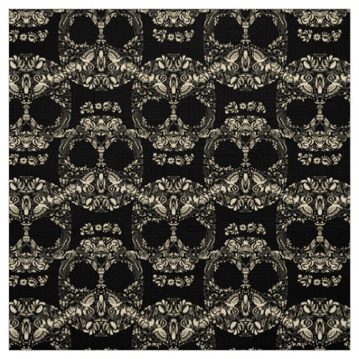 Floral skull pattern fabric