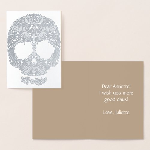 Floral skull pattern foil card