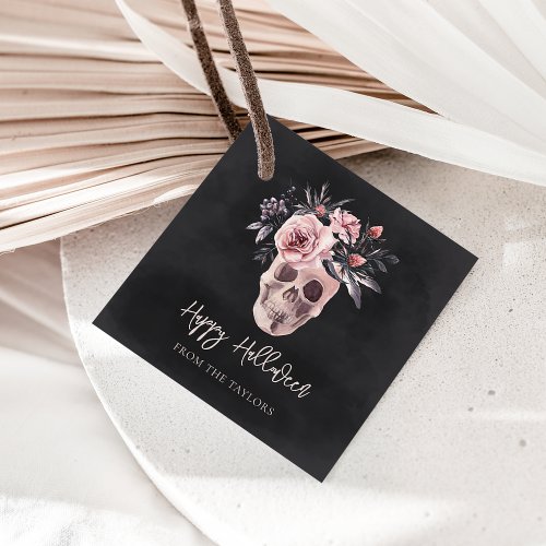 Floral Skull Personalized Halloween Favor Tags