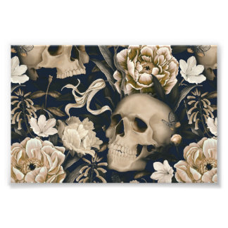 floral skull photo print