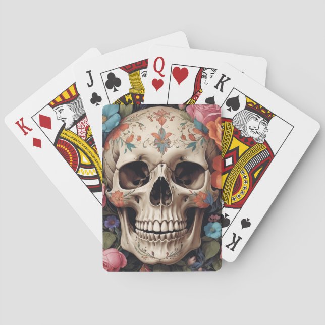 Floral skull poker cards (Back)