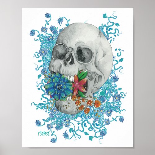 Floral Skull Poster
