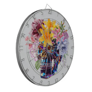 "Floral Skull Radiance" Dart Board