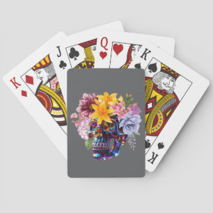 "Floral Skull Radiance" Poker Cards