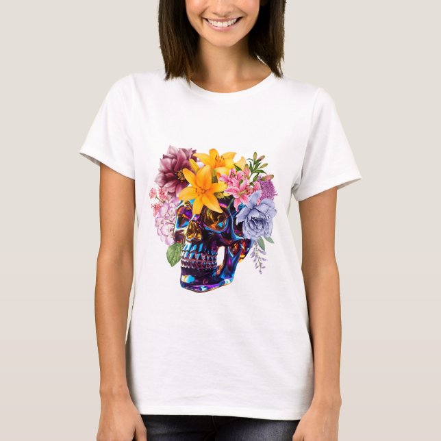 FLORAL SKULL RADIANCE T-Shirt (Front)