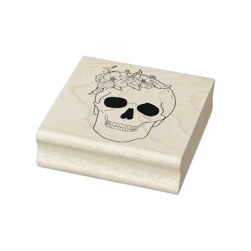 Floral Skull Rubber Stamp