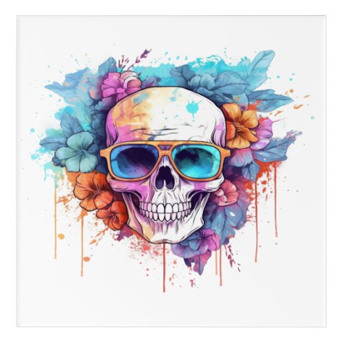 Floral Skull Shades Acrylic Print