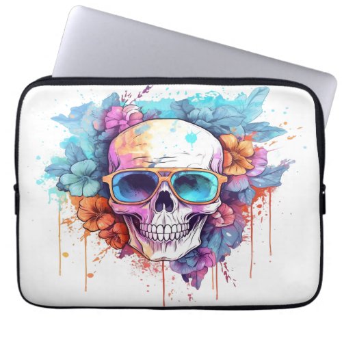 Floral Skull Shades Laptop Sleeve